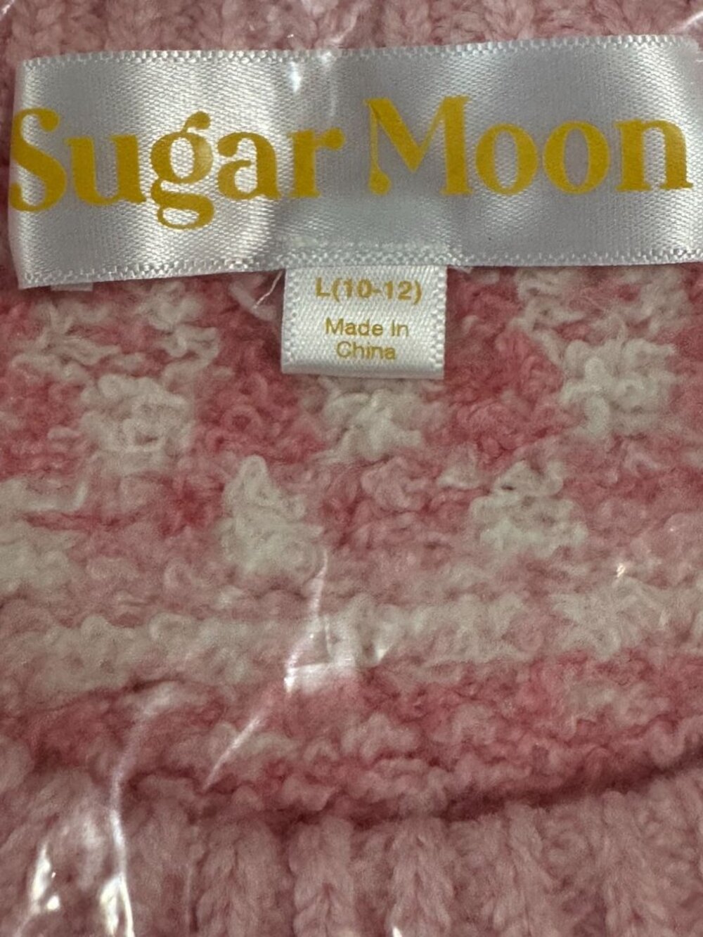 Sugar Moon Kids Fair Isle Sweater L (10-12) Pink & White Wool Blend Winter Knitw - Picture 3 of 4